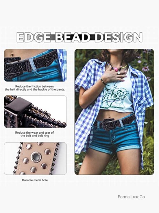Bling Rhinestone Studded Leather Belt for Jeans Western Fashion